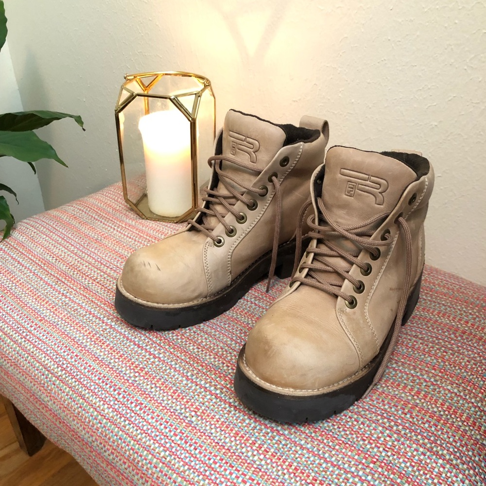 Trafaluc Chunky Tan and Brown Ankle Boots
